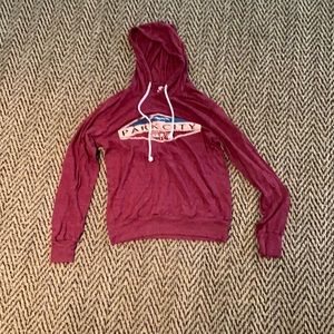 Park city hoodie, maroon, polyester, cotton, XS